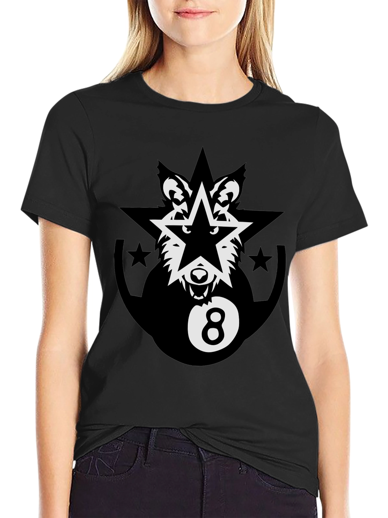 Black Wolf Star 8-Ball Graphic Tee