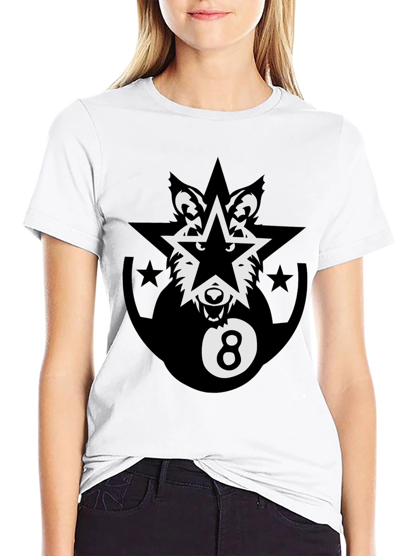 Black Wolf Star 8-Ball Graphic Tee