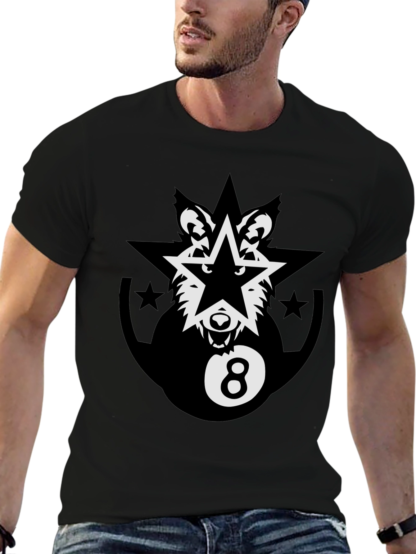 Black Wolf Star 8-Ball Graphic Tee