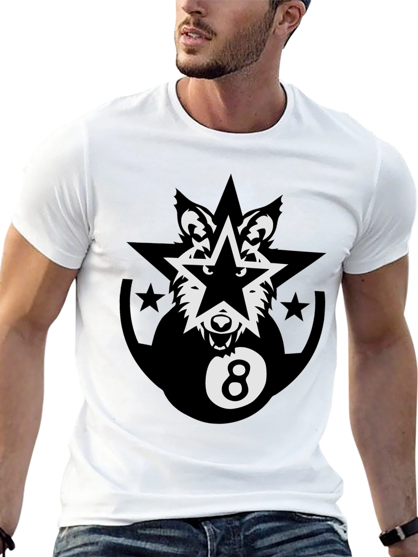 Black Wolf Star 8-Ball Graphic Tee