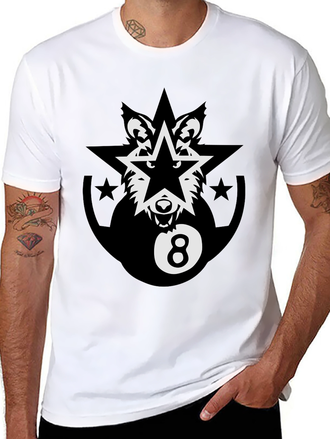 Black Wolf Star 8-Ball Graphic Tee