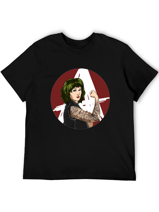 Empowered Tattooed Woman Graphic Tee - Black