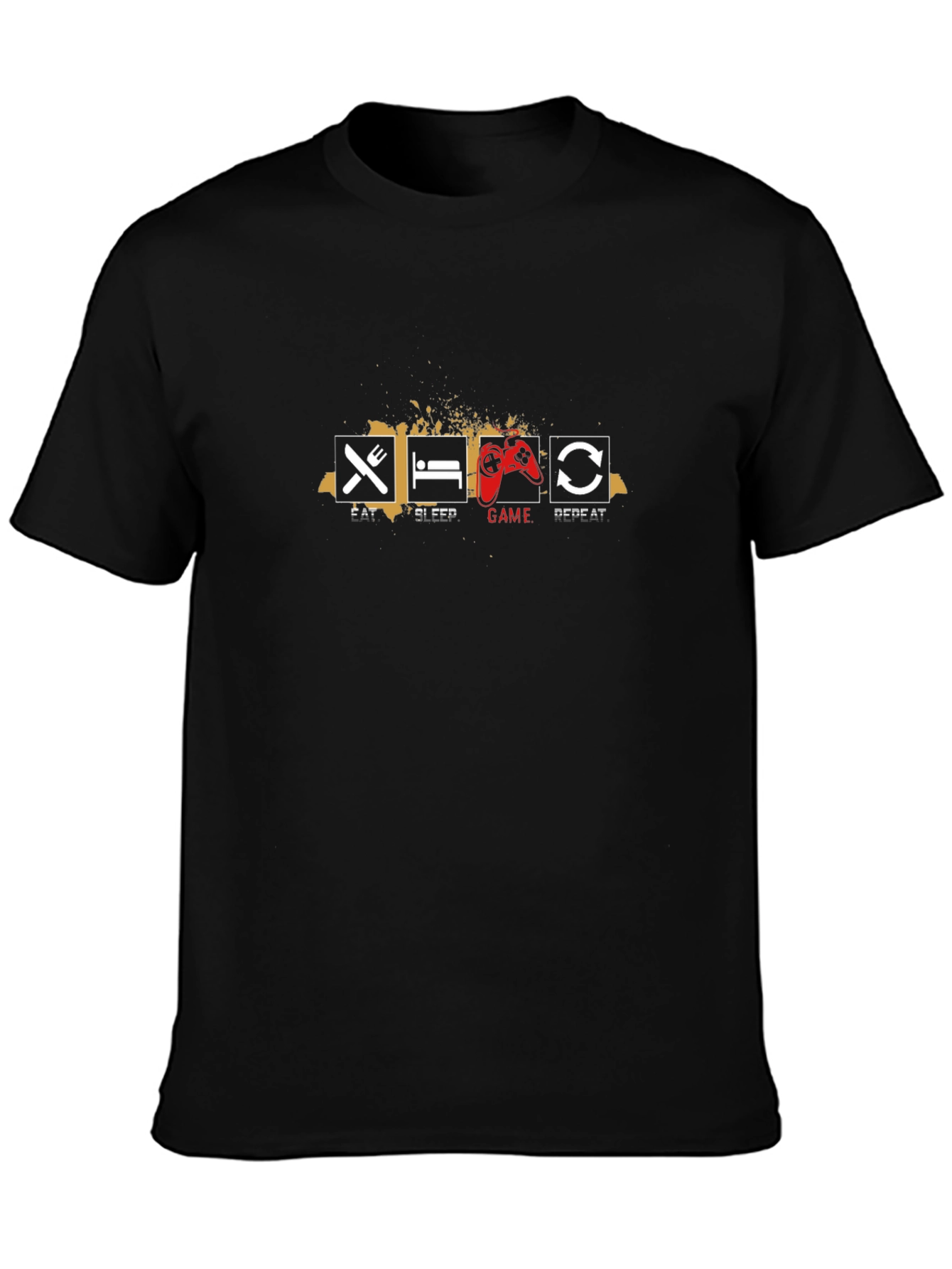 Eat Sleep Game Repeat Black T-Shirt