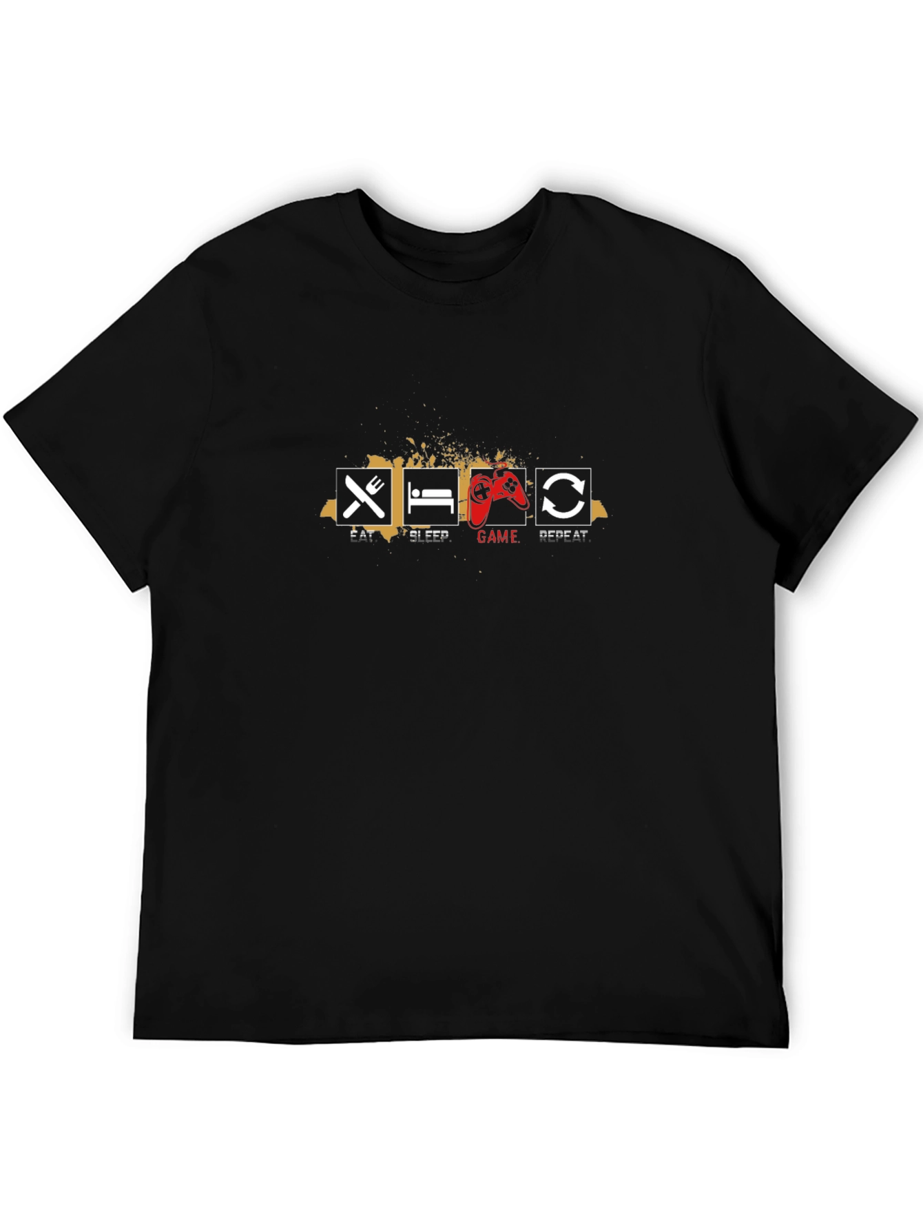 Eat Sleep Game Repeat Black T-Shirt
