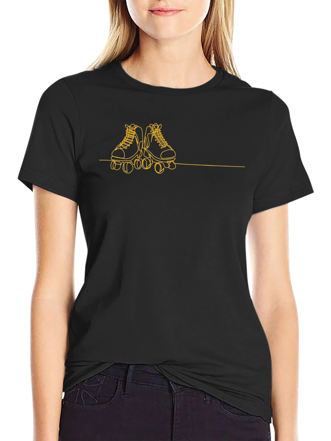 Roller Skate Graphic Tee - Black Cotton T-Shirt