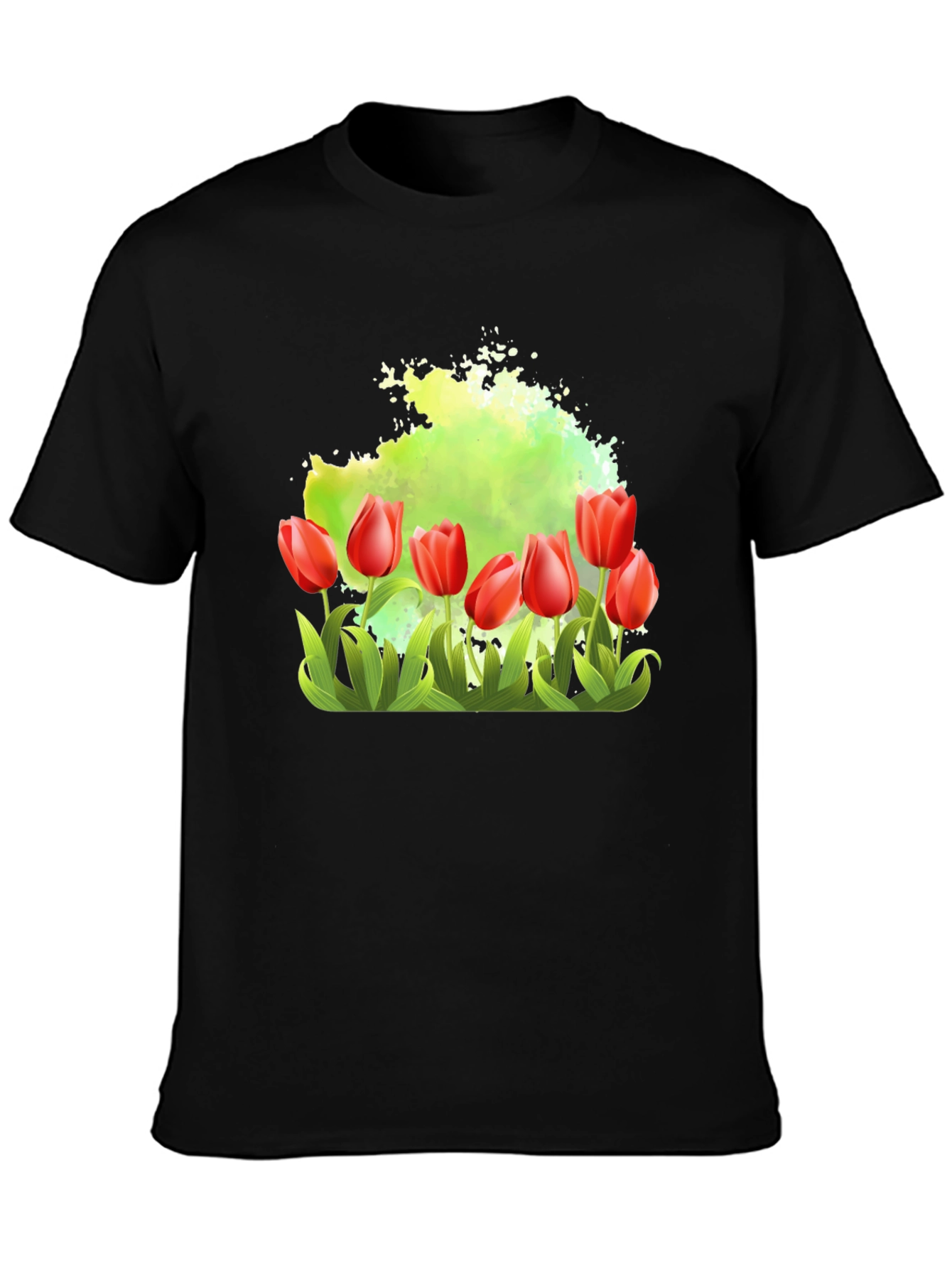 Tulip Garden Graphic Tee - Mens Black T-Shirt