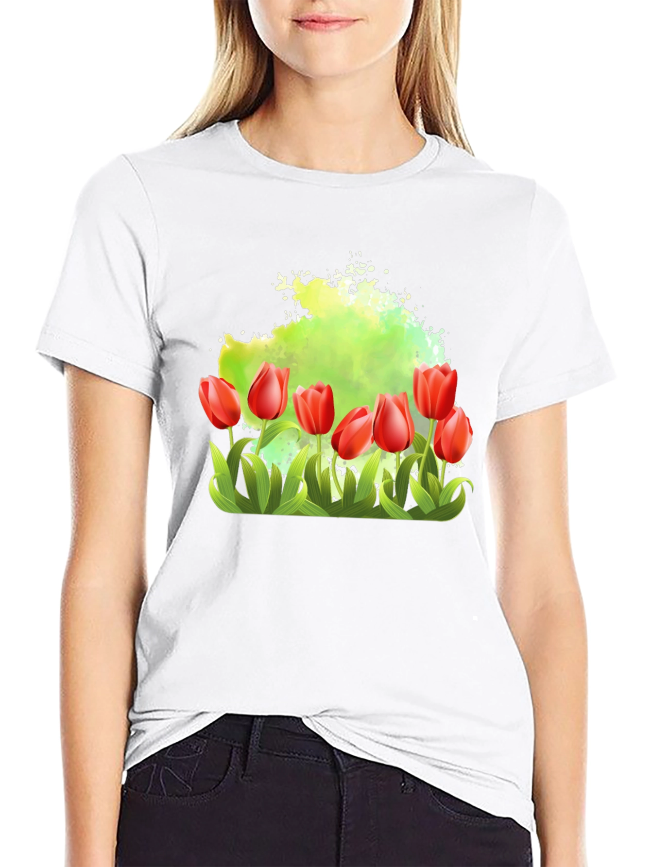 Tulip Garden Graphic Tee - Mens Black T-Shirt