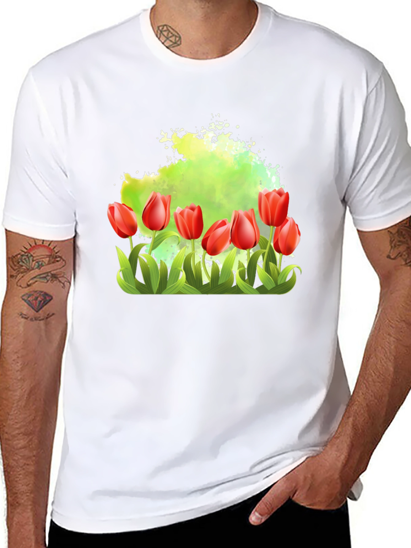 Tulip Garden Graphic Tee - Mens Black T-Shirt