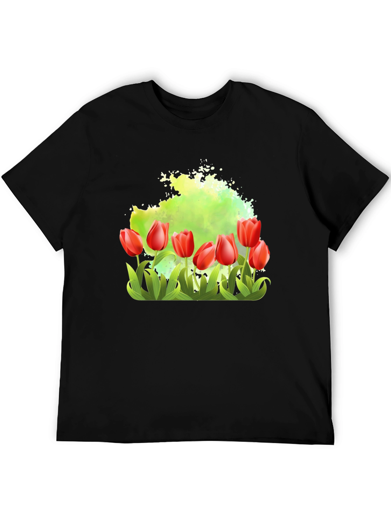 Tulip Garden Graphic Tee - Mens Black T-Shirt