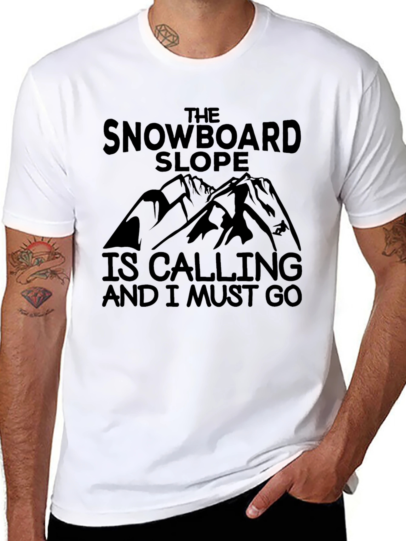 Snowboard Slope Calling Graphic T-Shirt