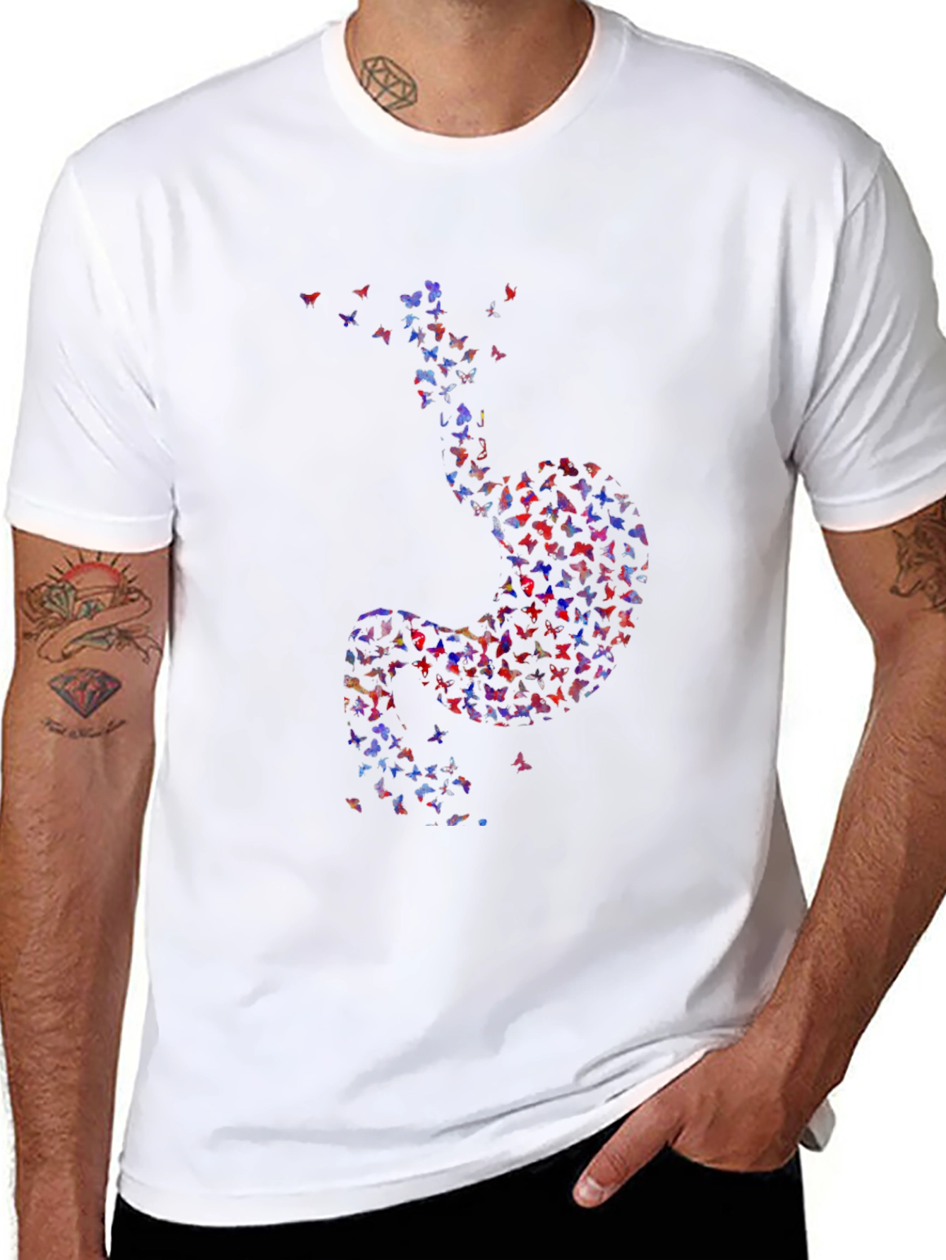 Butterfly Stomach Graphic Tee - Unique Design