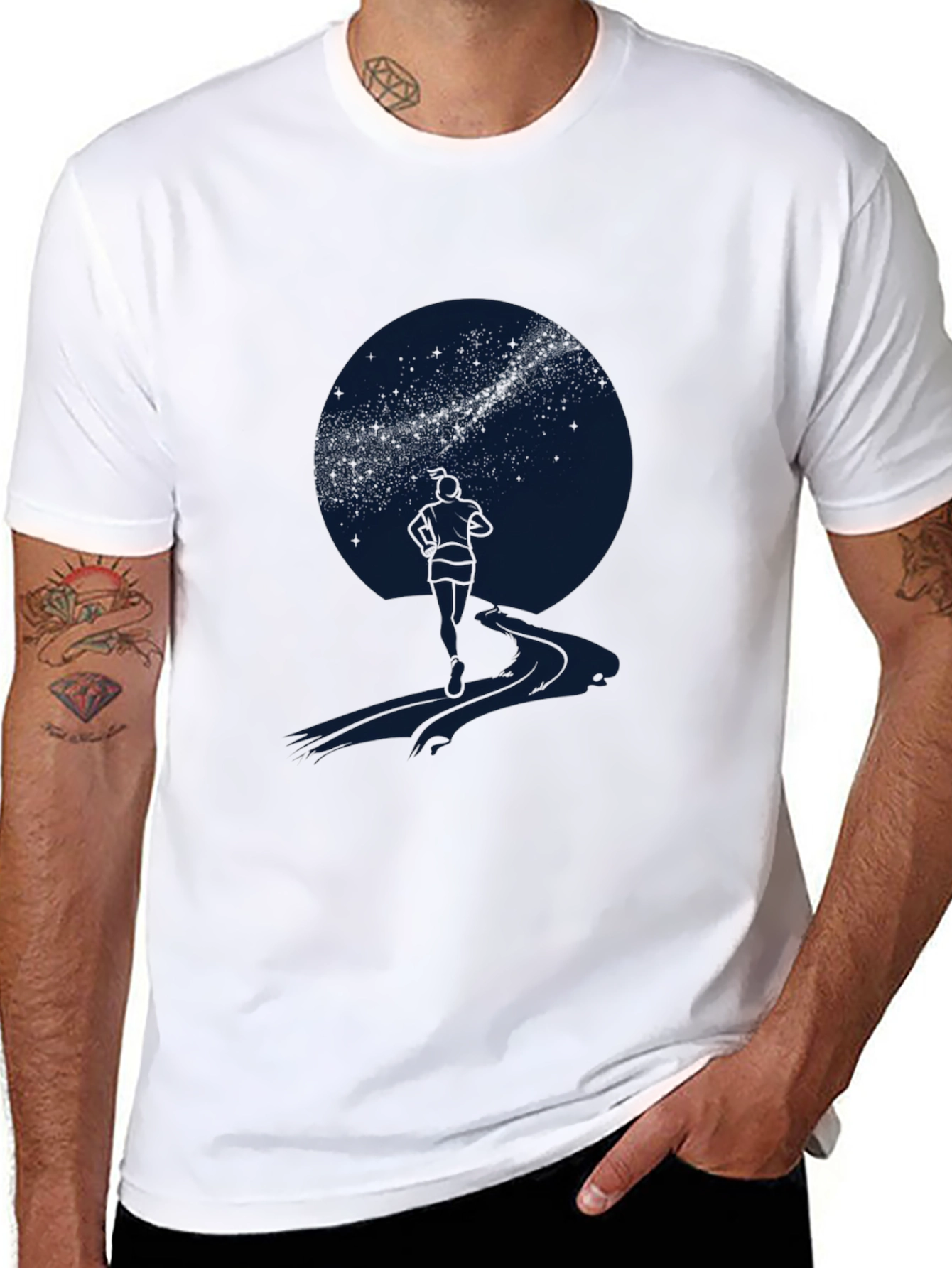 Starry Night Graphic Tee - Mens Casual Black T-Shirt