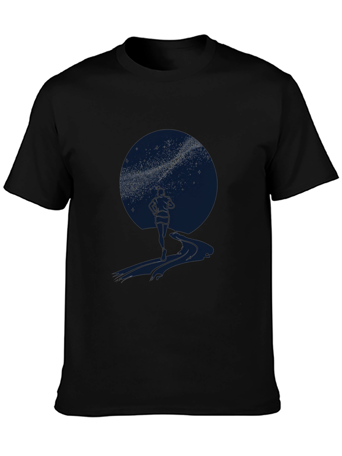 Starry Night Graphic Tee - Mens Casual Black T-Shirt