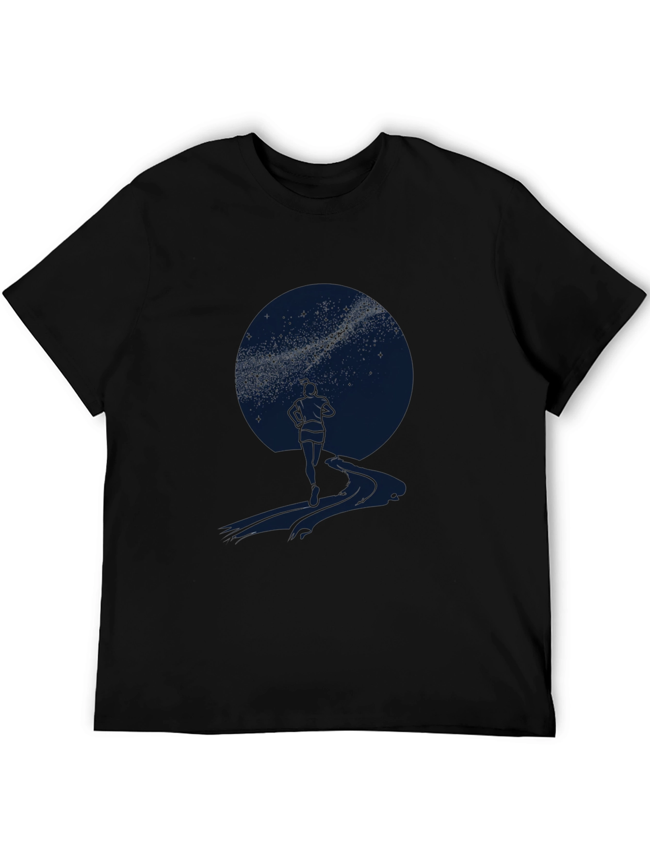 Starry Night Graphic Tee - Mens Casual Black T-Shirt