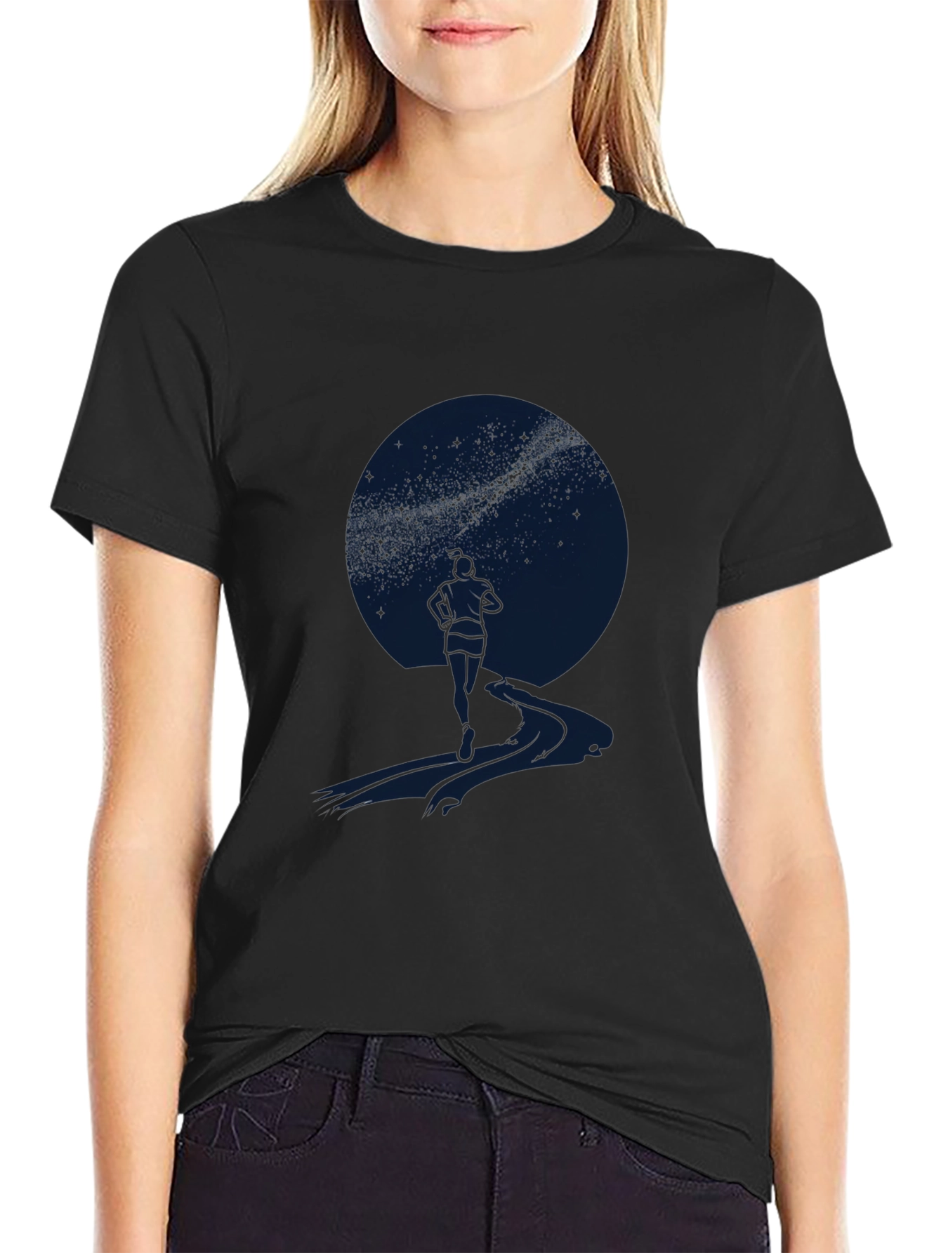 Starry Night Graphic Tee - Mens Casual Black T-Shirt