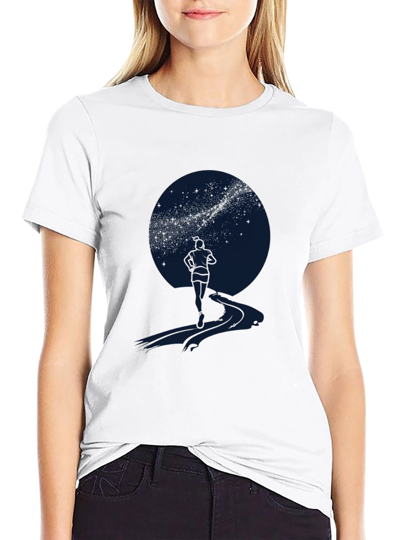 Starry Night Graphic Tee - Mens Casual Black T-Shirt