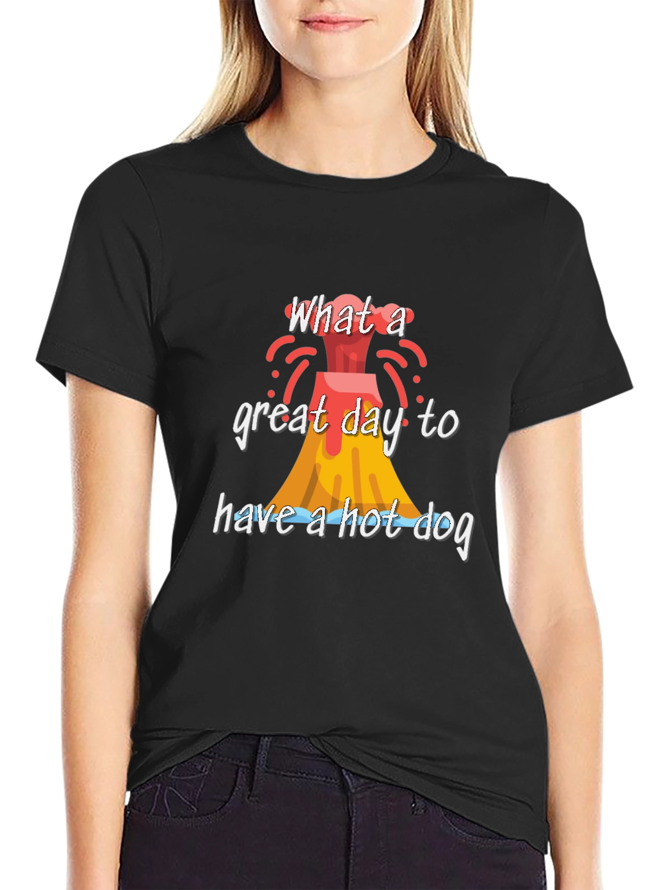 Volcano Hot Dog Graphic Tee - Funny Summer T-Shirt