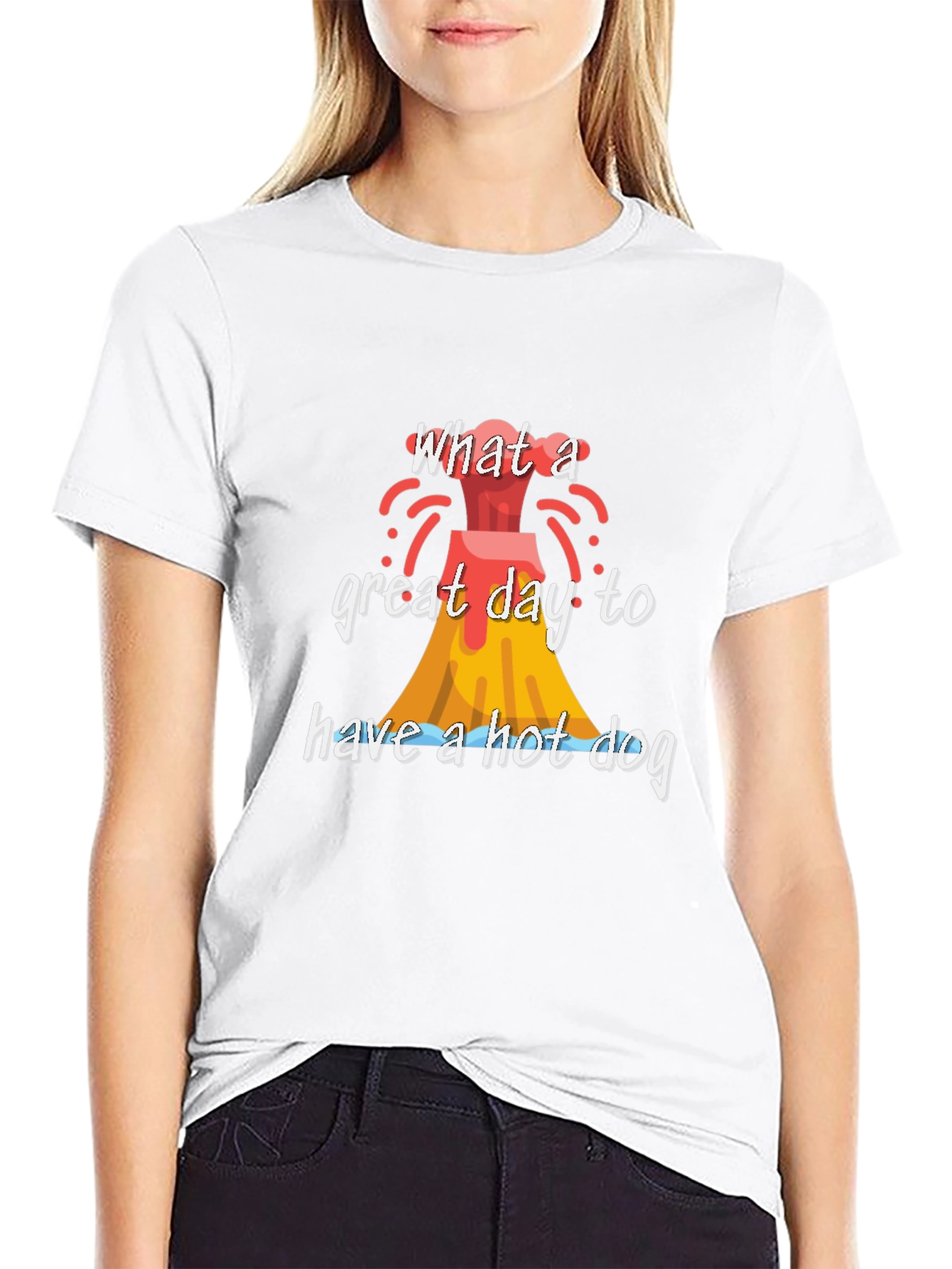 Volcano Hot Dog Graphic Tee - Funny Summer T-Shirt