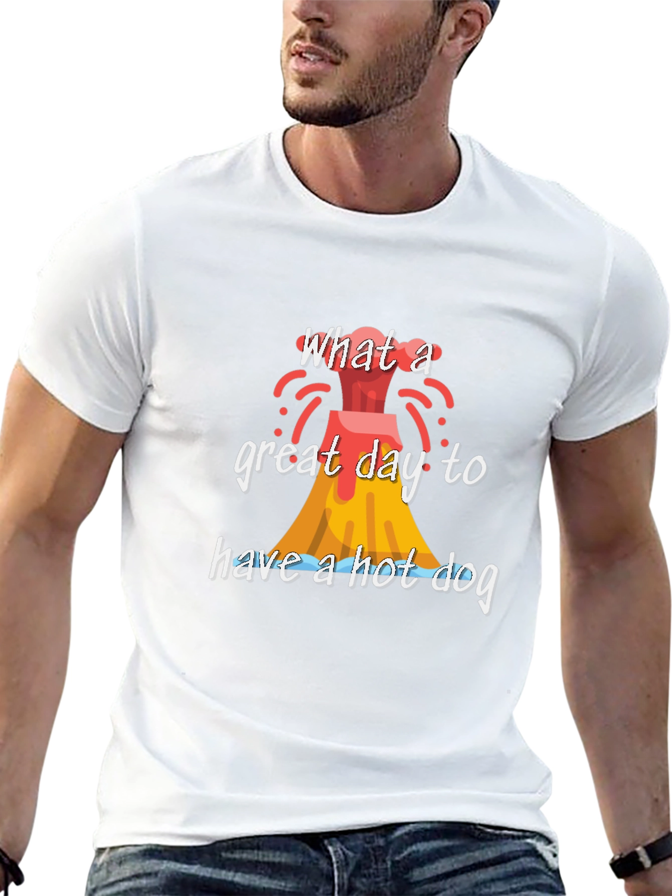 Volcano Hot Dog Graphic Tee - Funny Summer T-Shirt