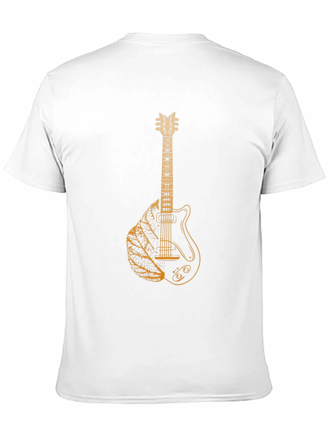Guitar Leaf Graphic Tee - Black Cotton Casual T-Shirt