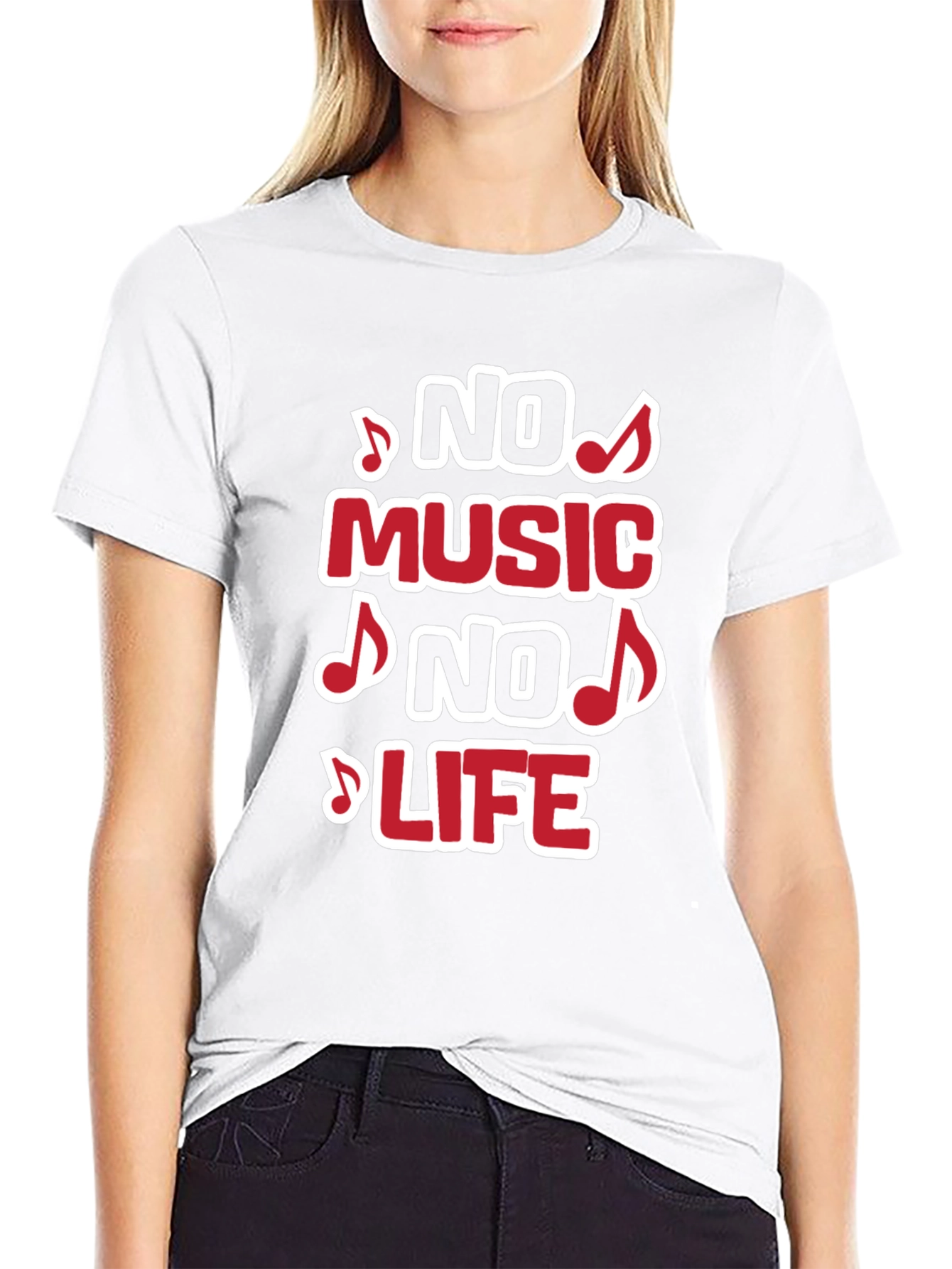 No Music No Life Graphic Tee - Black T-Shirt