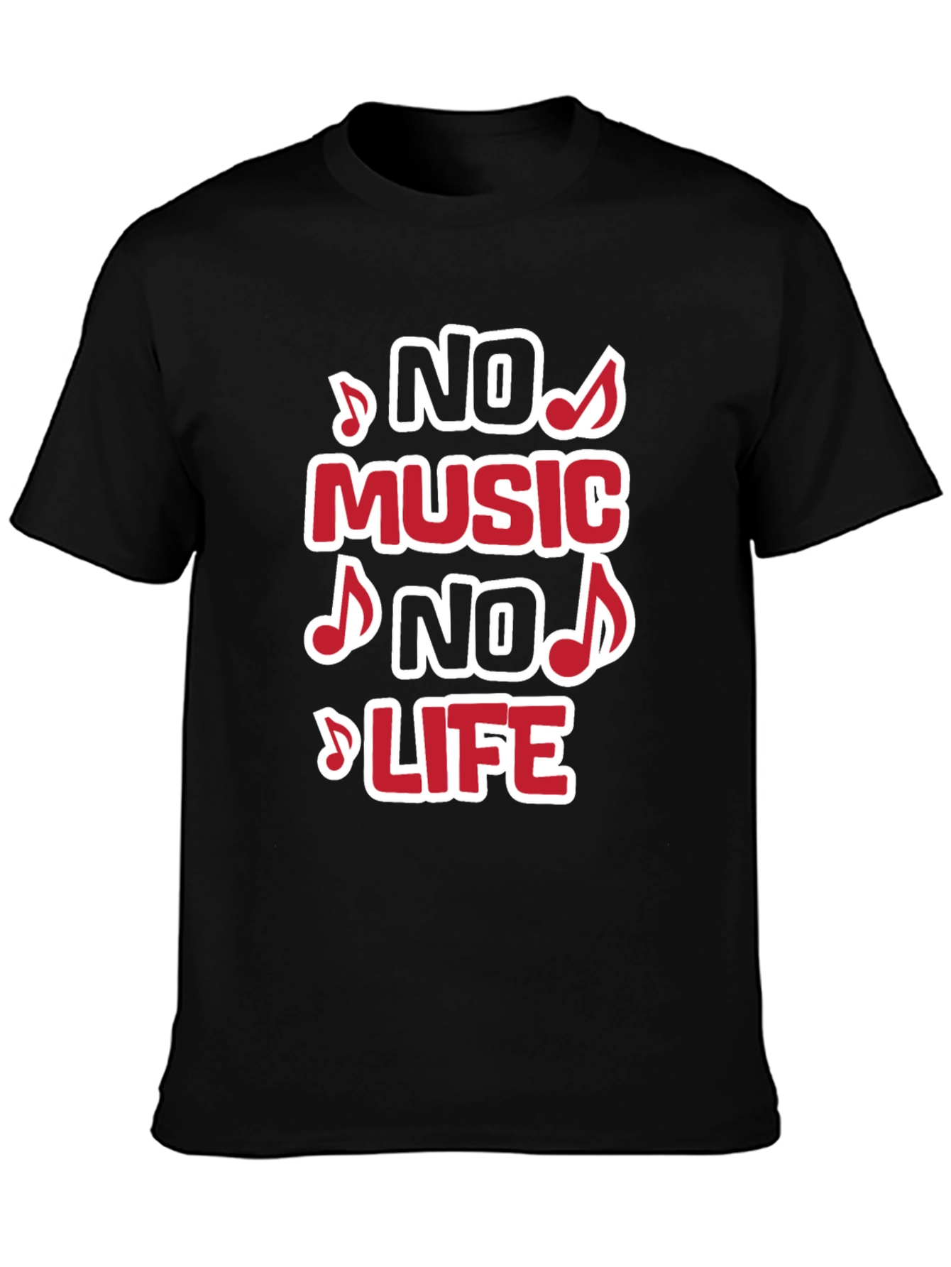 No Music No Life Graphic Tee - Black T-Shirt