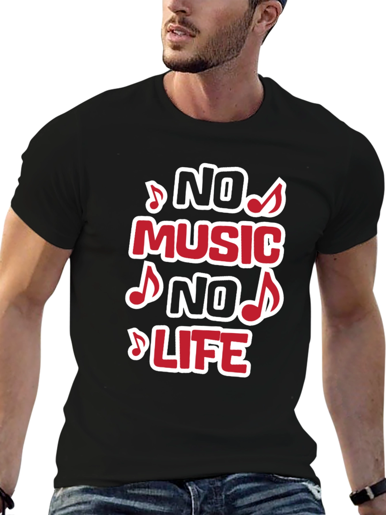 No Music No Life Graphic Tee - Black T-Shirt