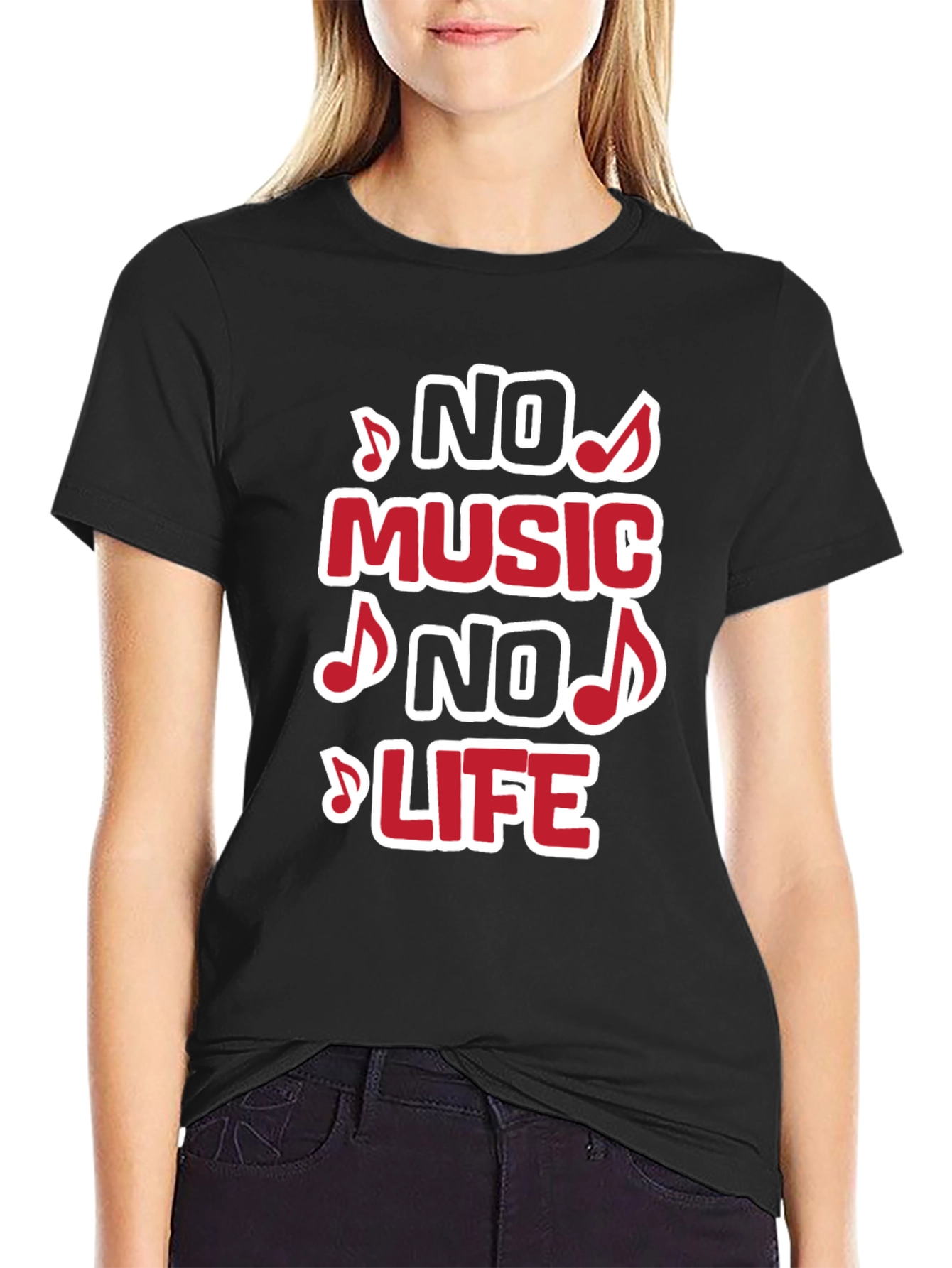 No Music No Life Graphic Tee - Black T-Shirt