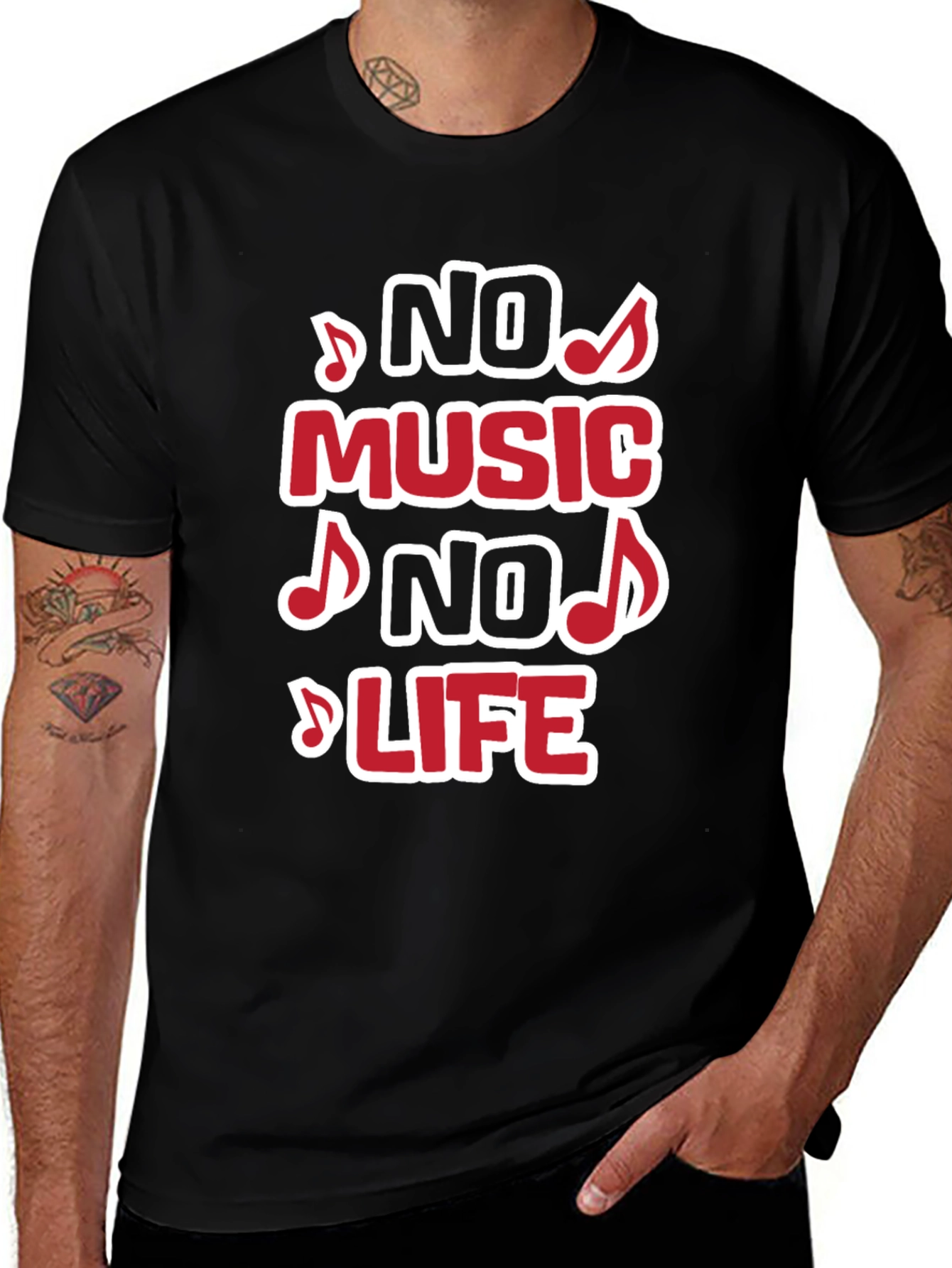 No Music No Life Graphic Tee - Black T-Shirt