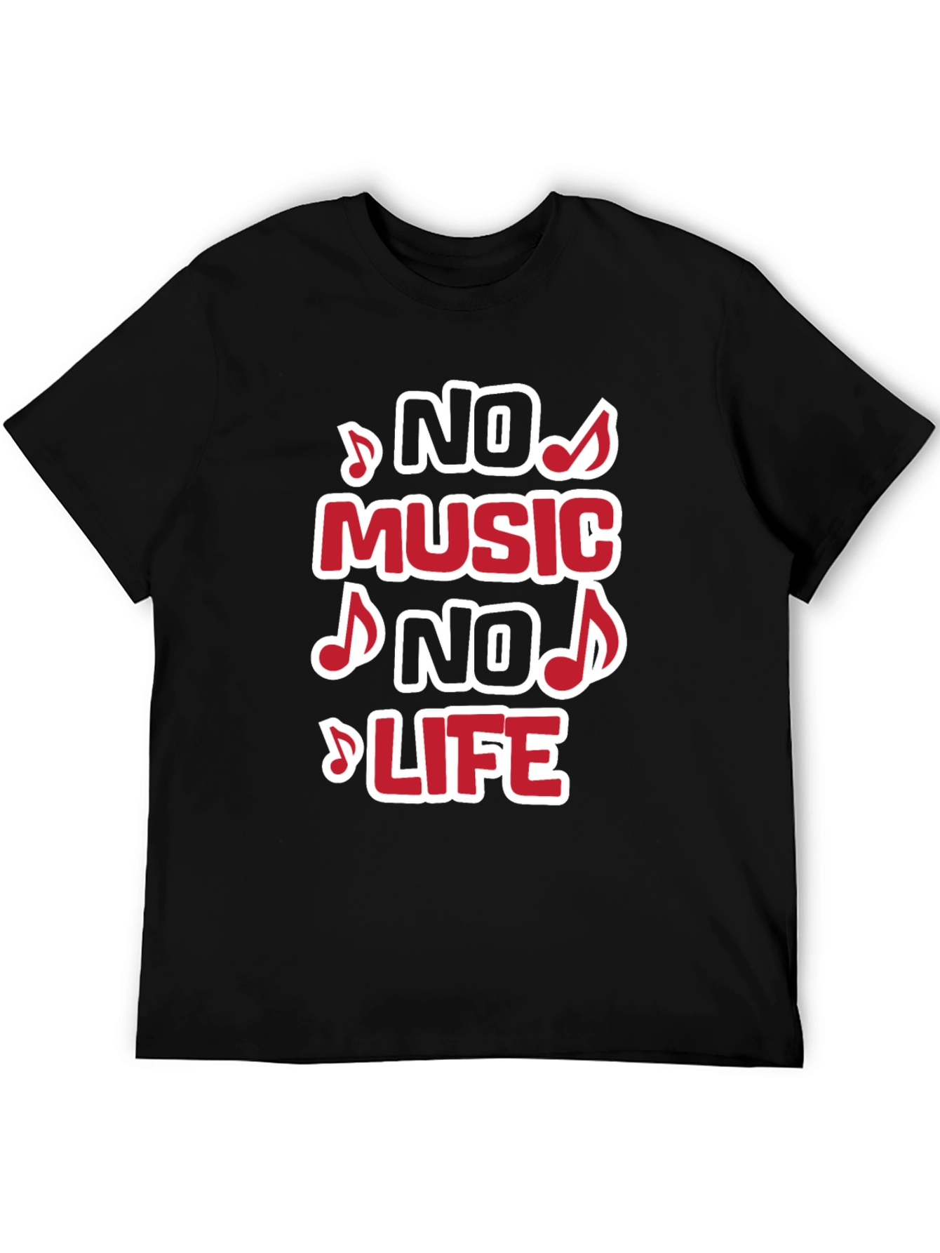 No Music No Life Graphic Tee - Black T-Shirt
