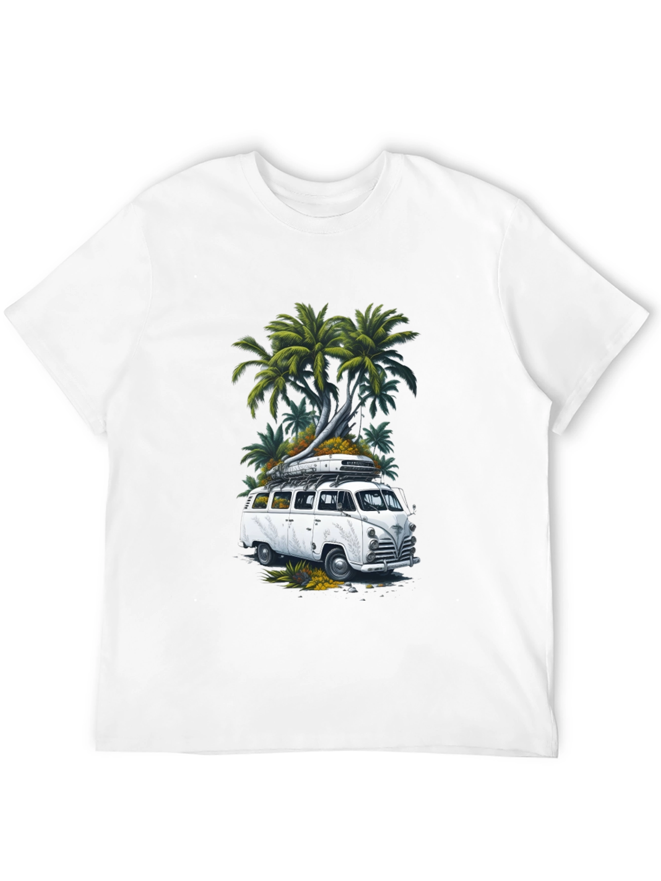 Retro Van & Palms Graphic Tee - Black