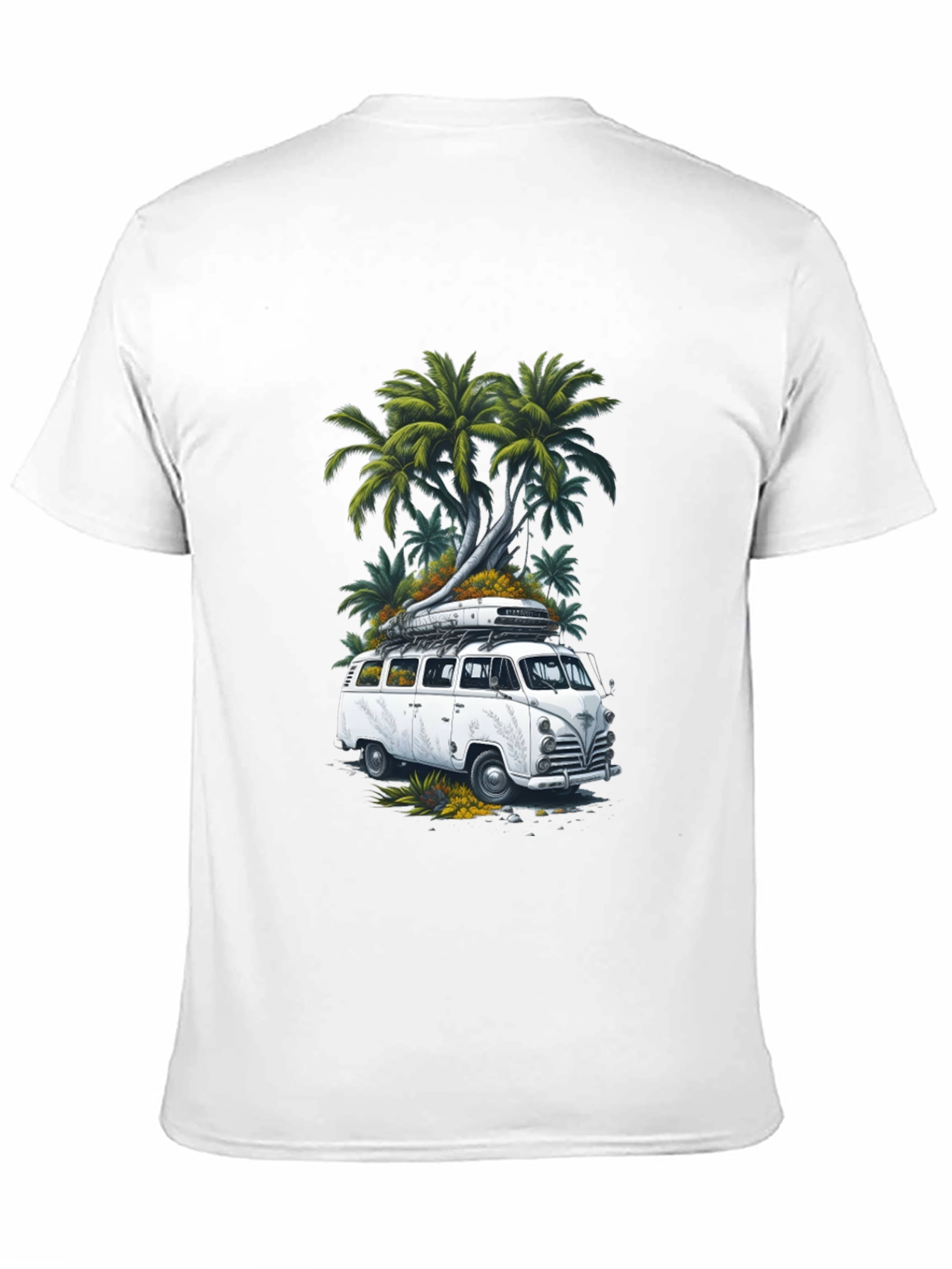 Retro Van & Palms Graphic Tee - Black