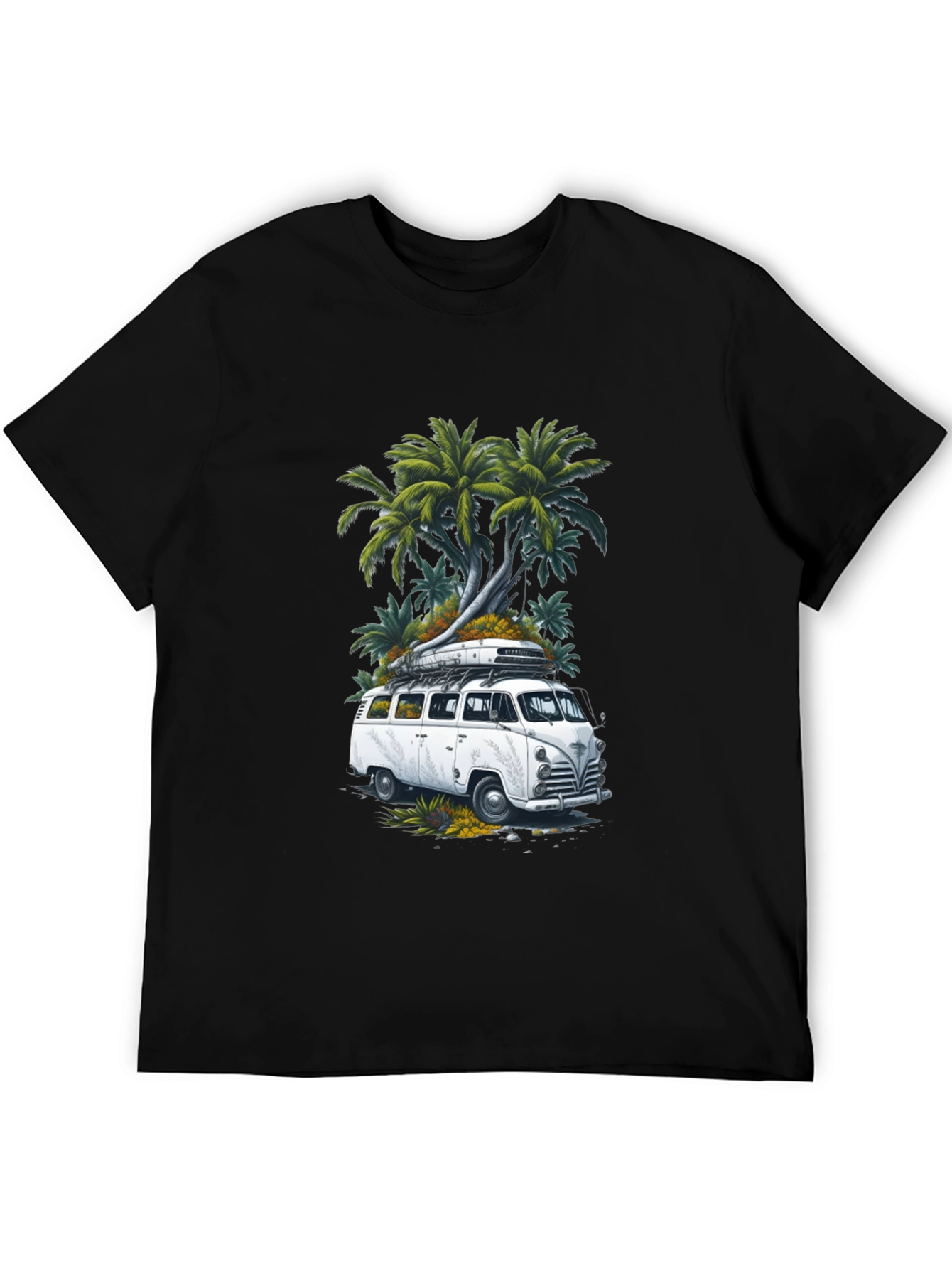 Retro Van & Palms Graphic Tee - Black