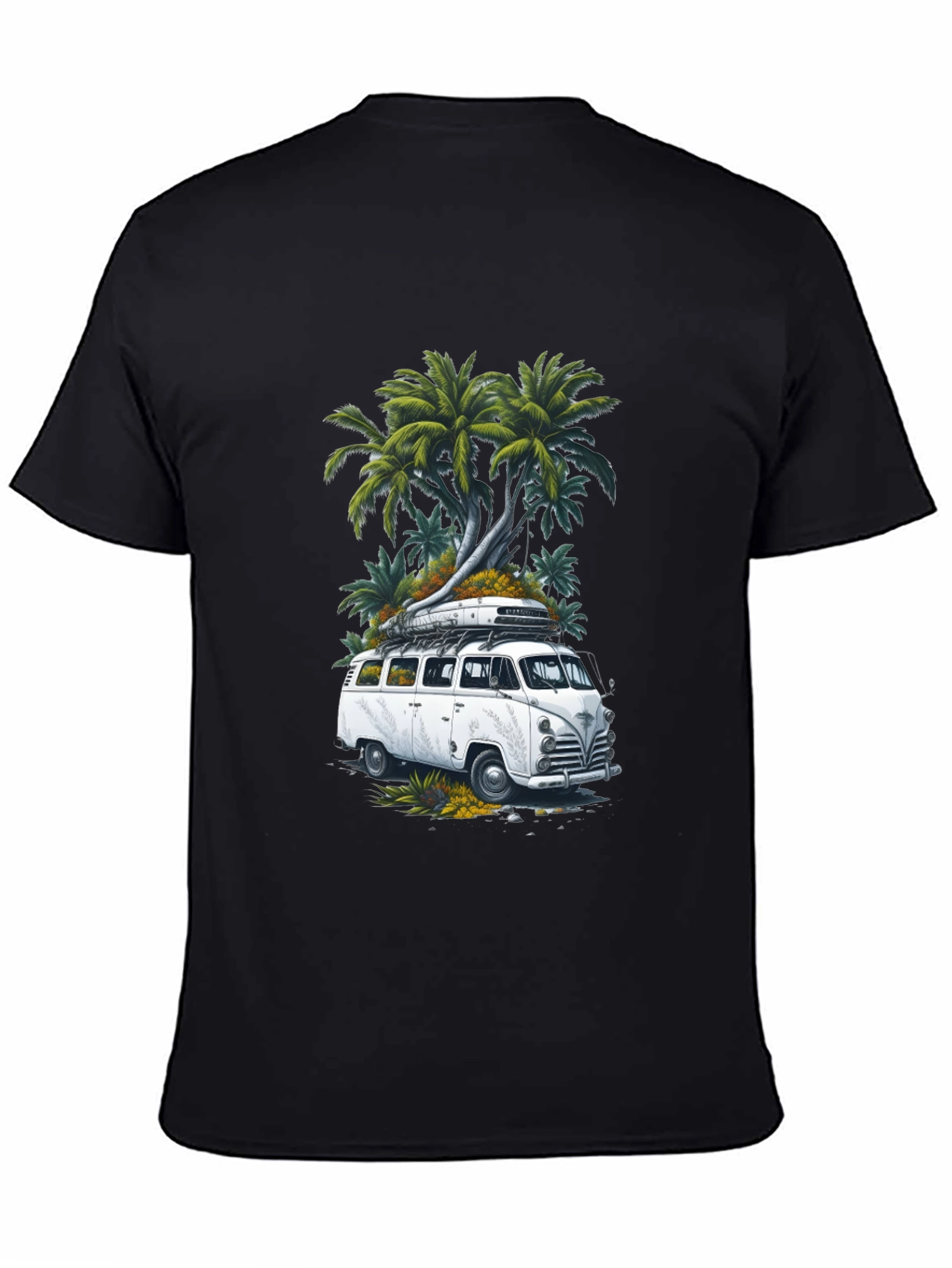 Retro Van & Palms Graphic Tee - Black