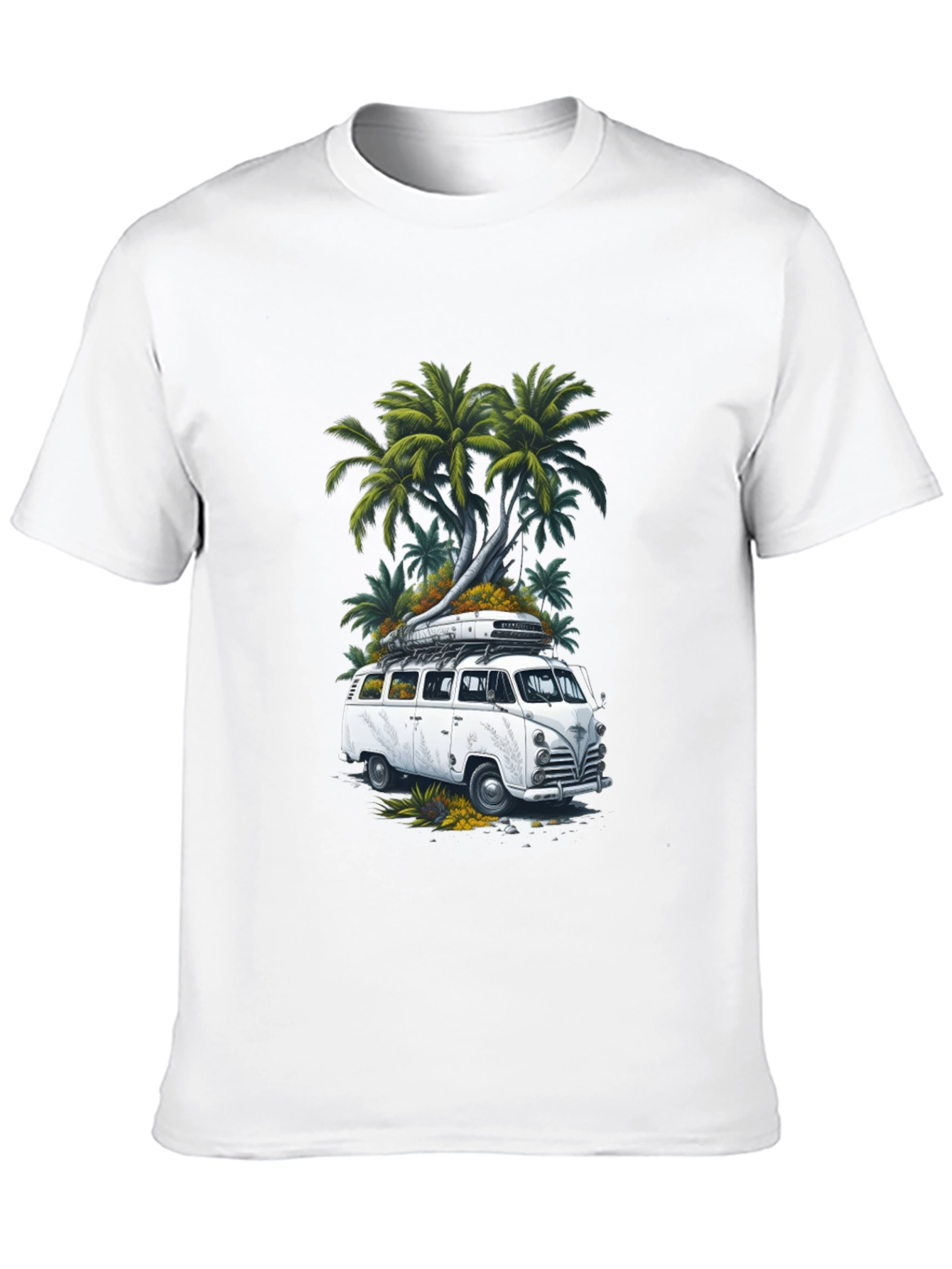 Retro Van & Palms Graphic Tee - Black