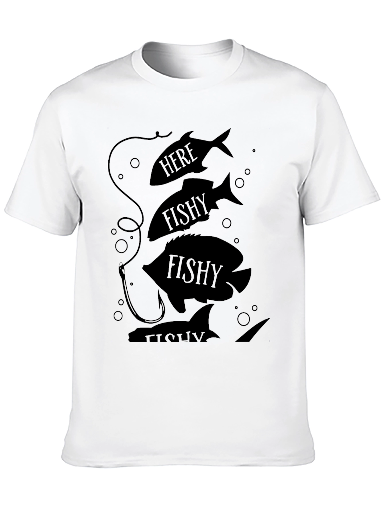 Here Fishy Fishy Black Graphic Tee