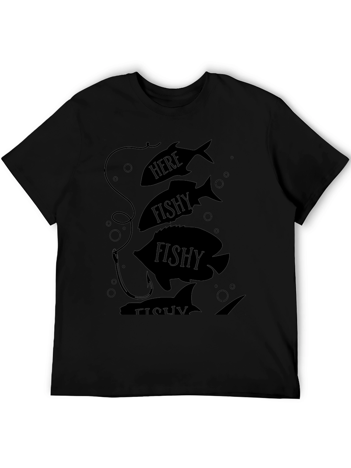 Here Fishy Fishy Black Graphic Tee