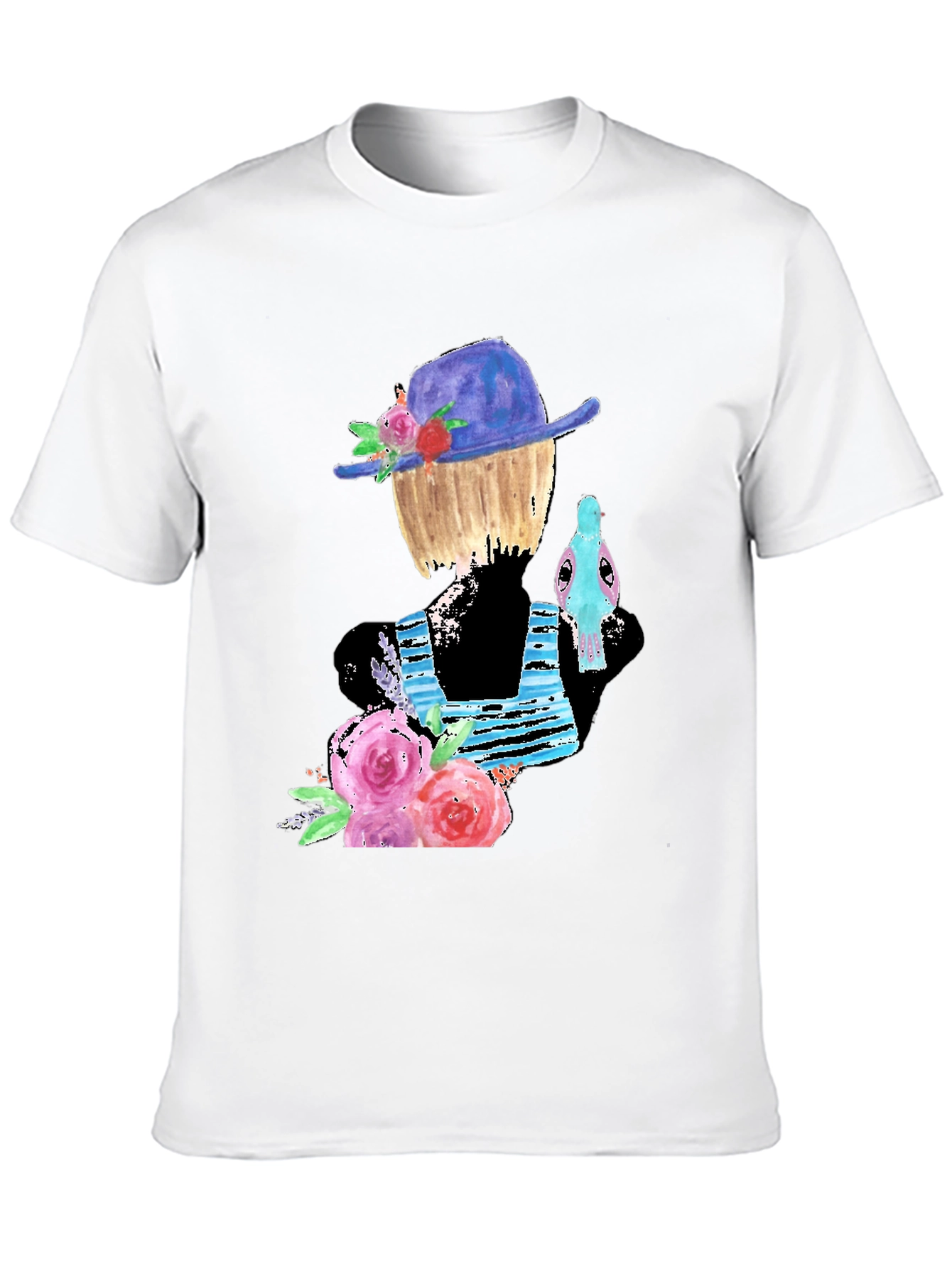 Whimsical Bird & Floral Graphic Tee