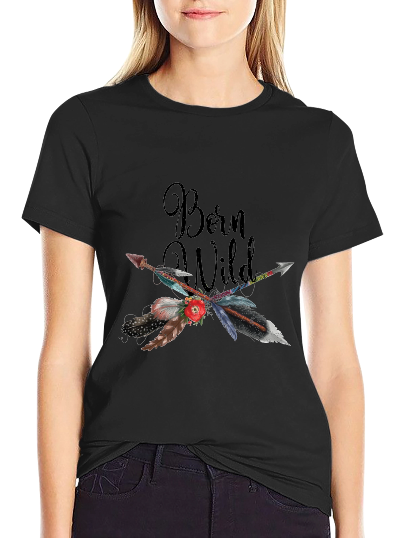 Born Wild Feather Arrow Graphic T-Shirt
