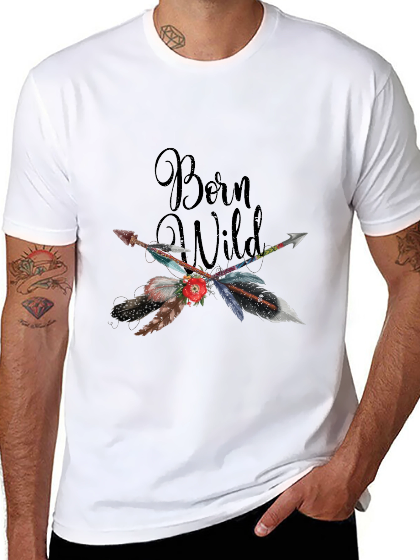 Born Wild Feather Arrow Graphic T-Shirt