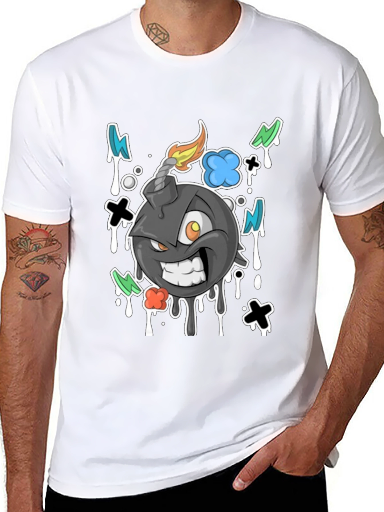 Cartoon Bomb Graphic Tee - Black