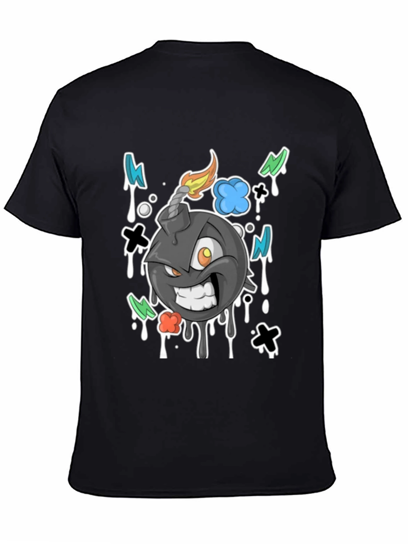 Cartoon Bomb Graphic Tee - Black