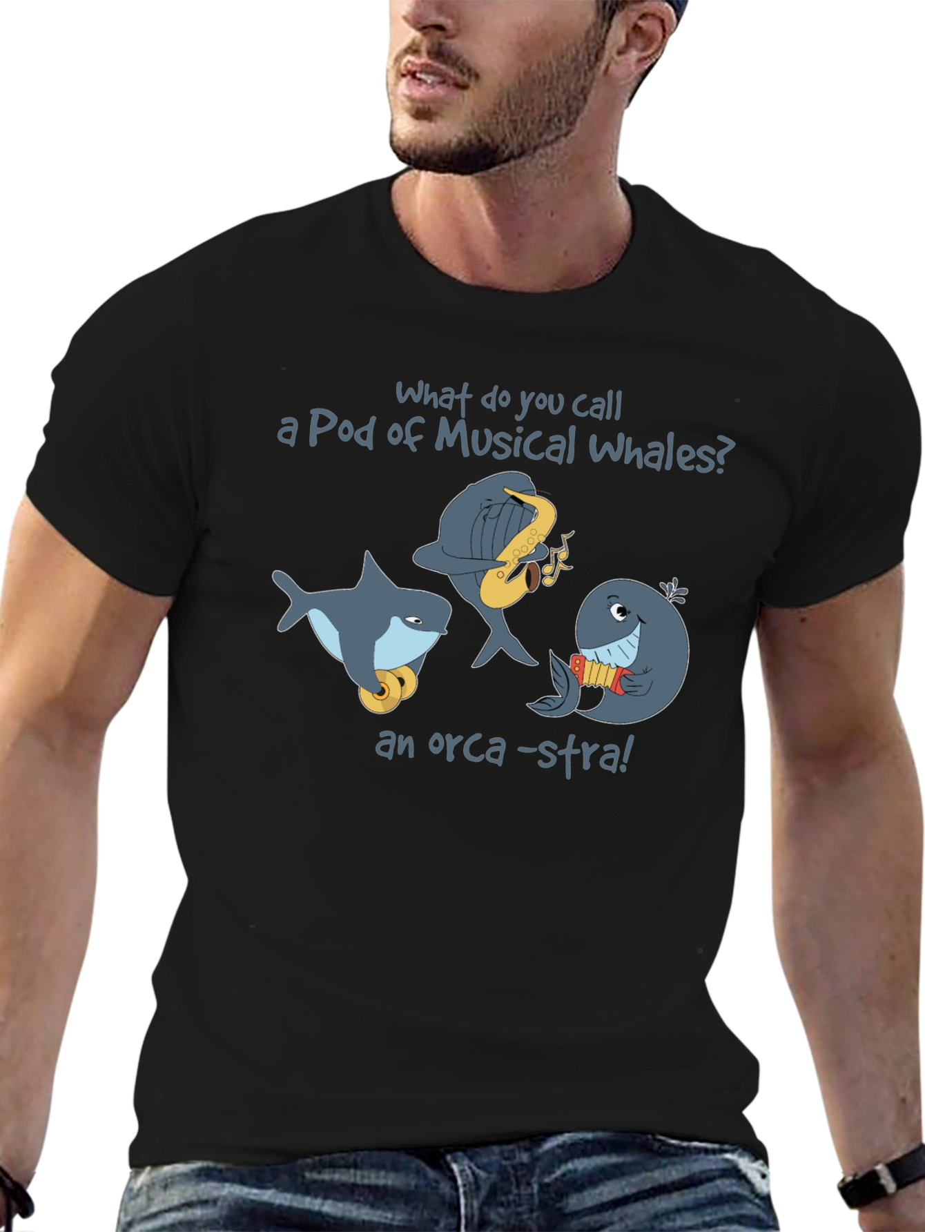 Musical Whale Pun T-Shirt - Orca-stra