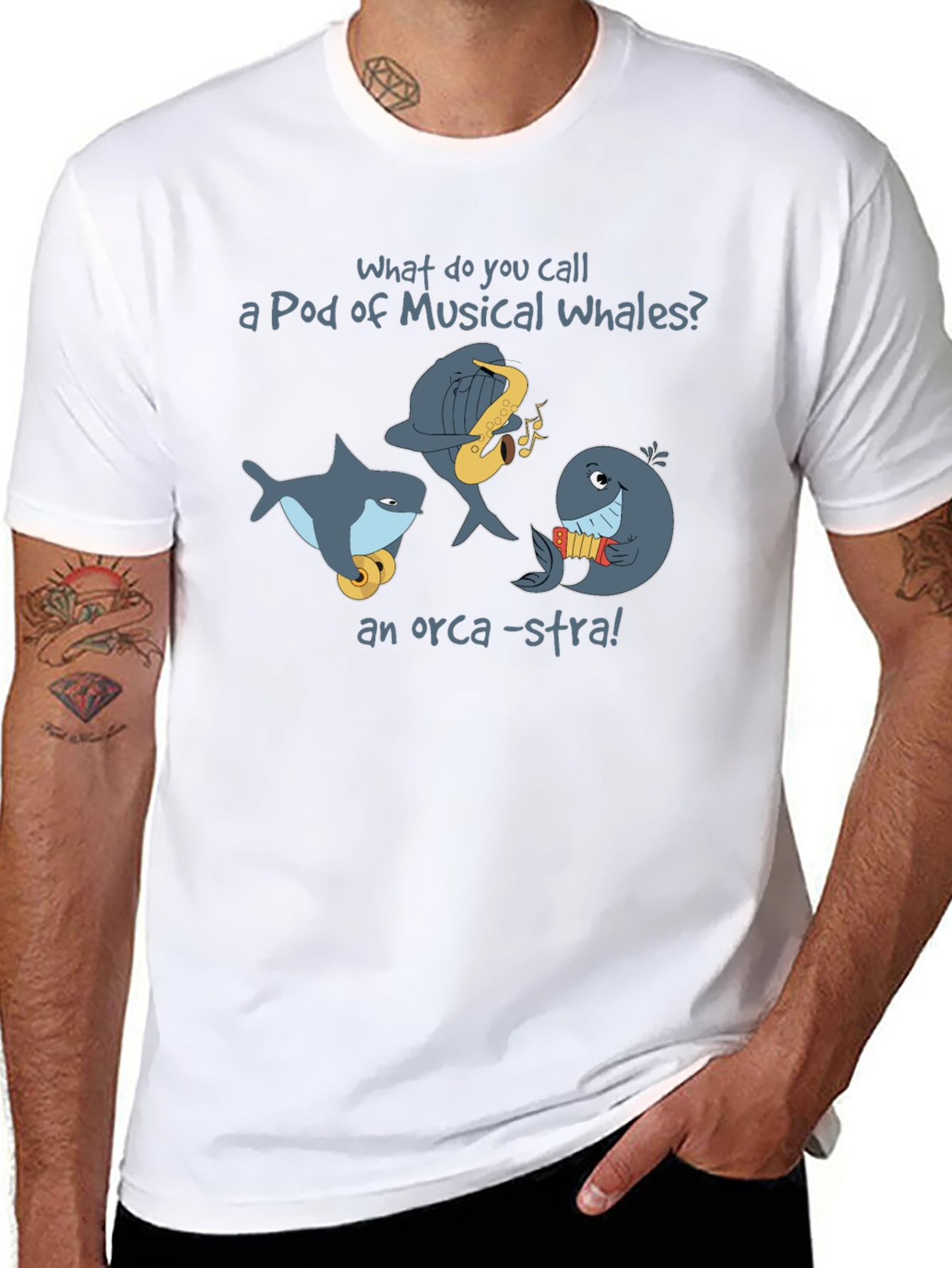 Musical Whale Pun T-Shirt - Orca-stra