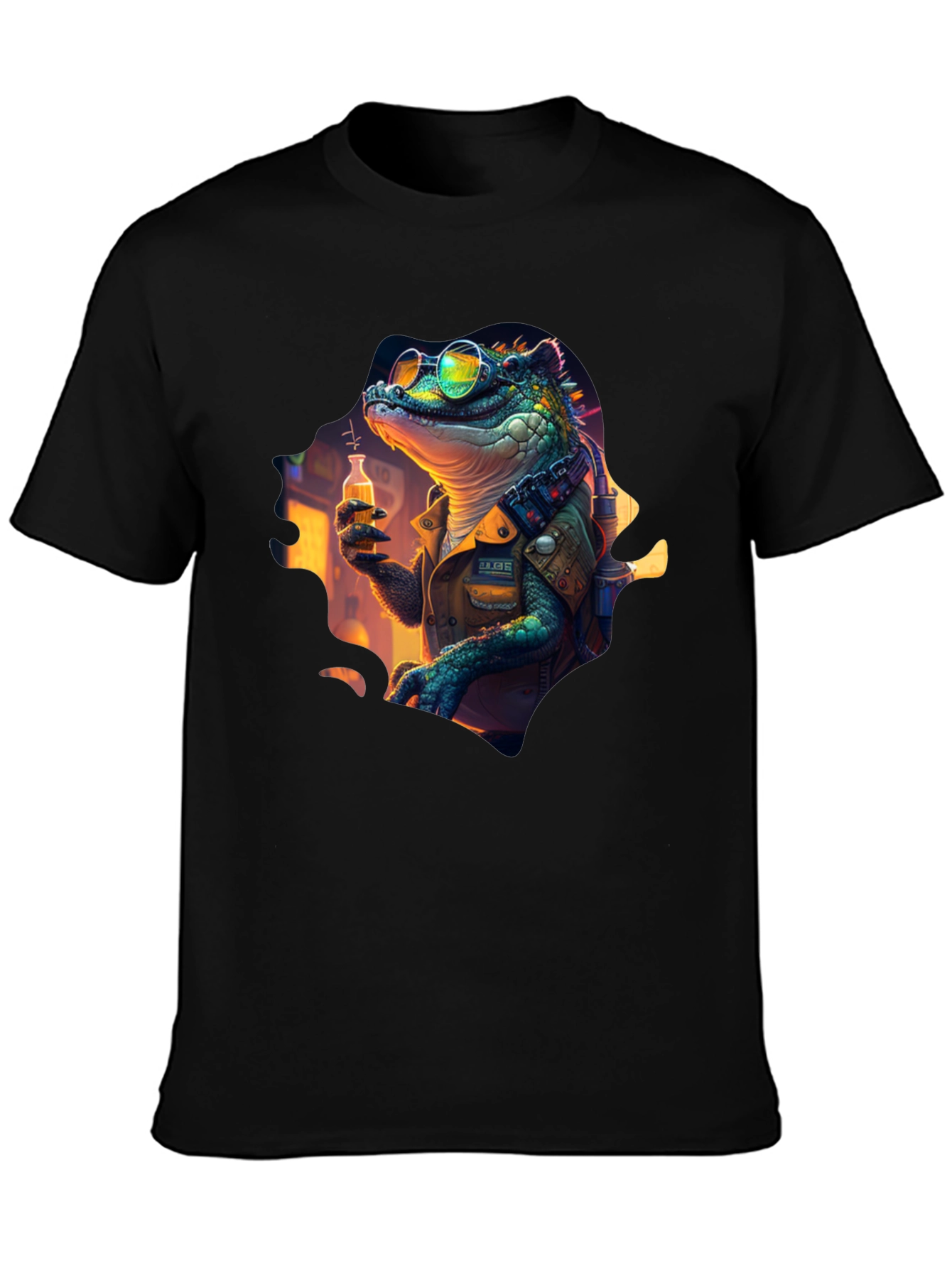 Lizard Scientist Graphic Tee - Black T-Shirt