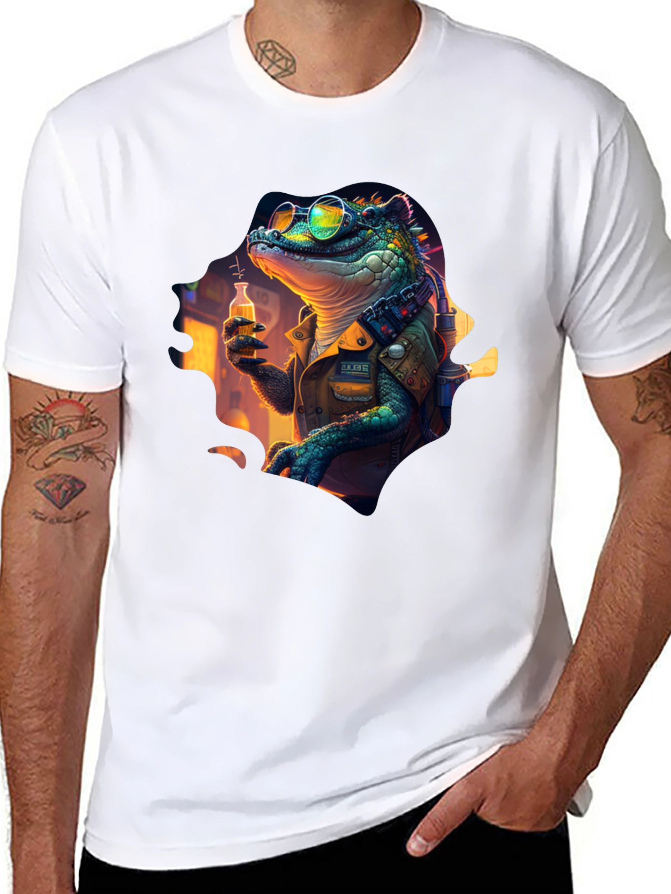 Lizard Scientist Graphic Tee - Black T-Shirt