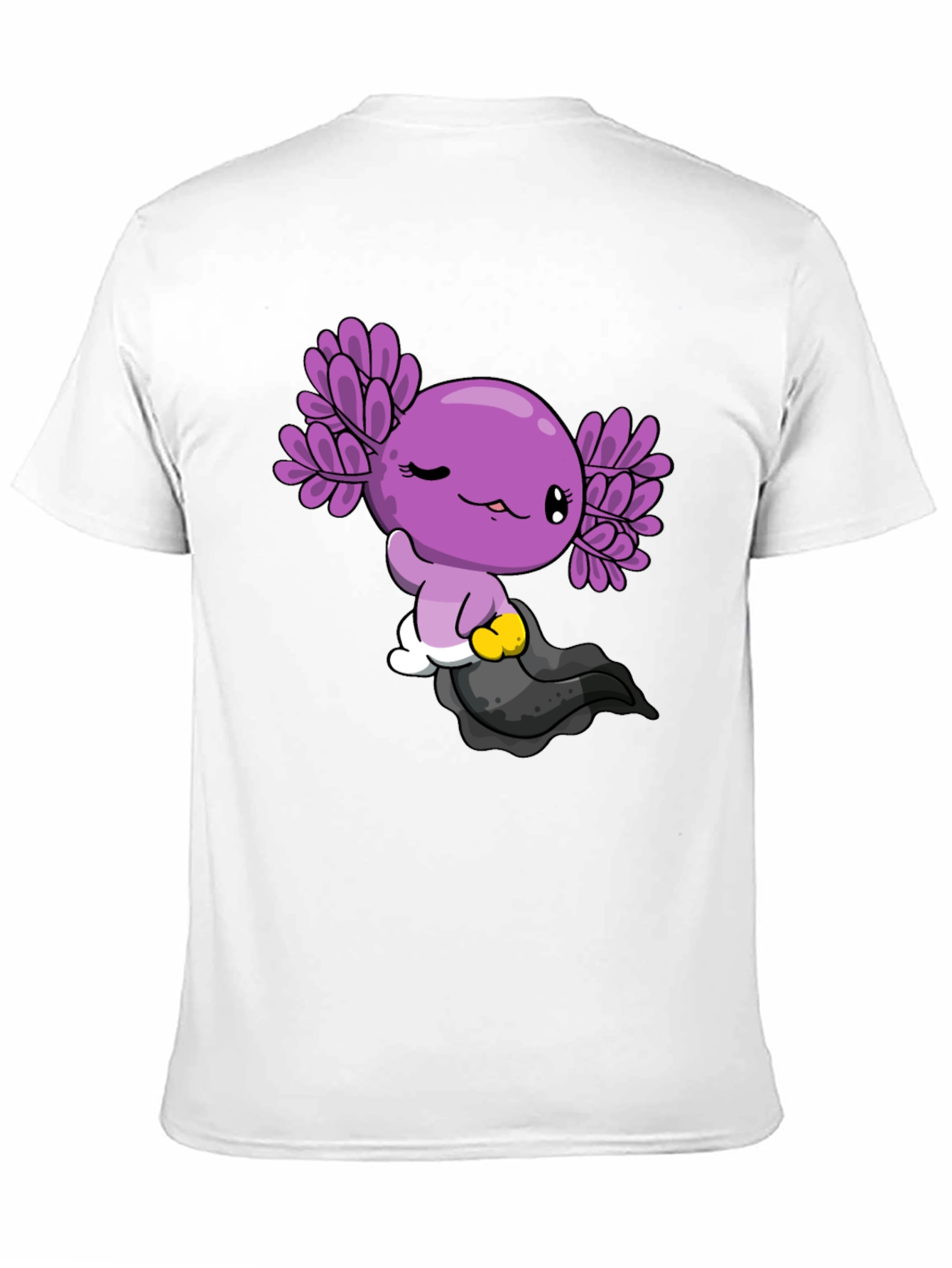 Axolotl Cartoon Graphic Black T-Shirt