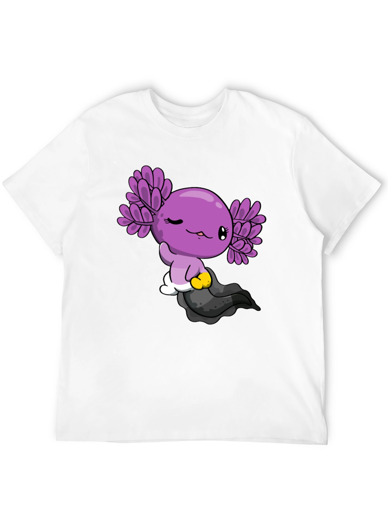 Axolotl Cartoon Graphic Black T-Shirt