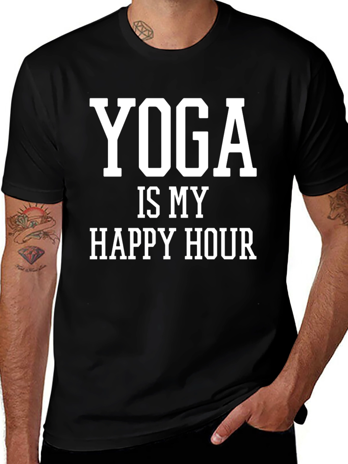 Yoga is My Happy Hour T-Shirt - Casual Wear