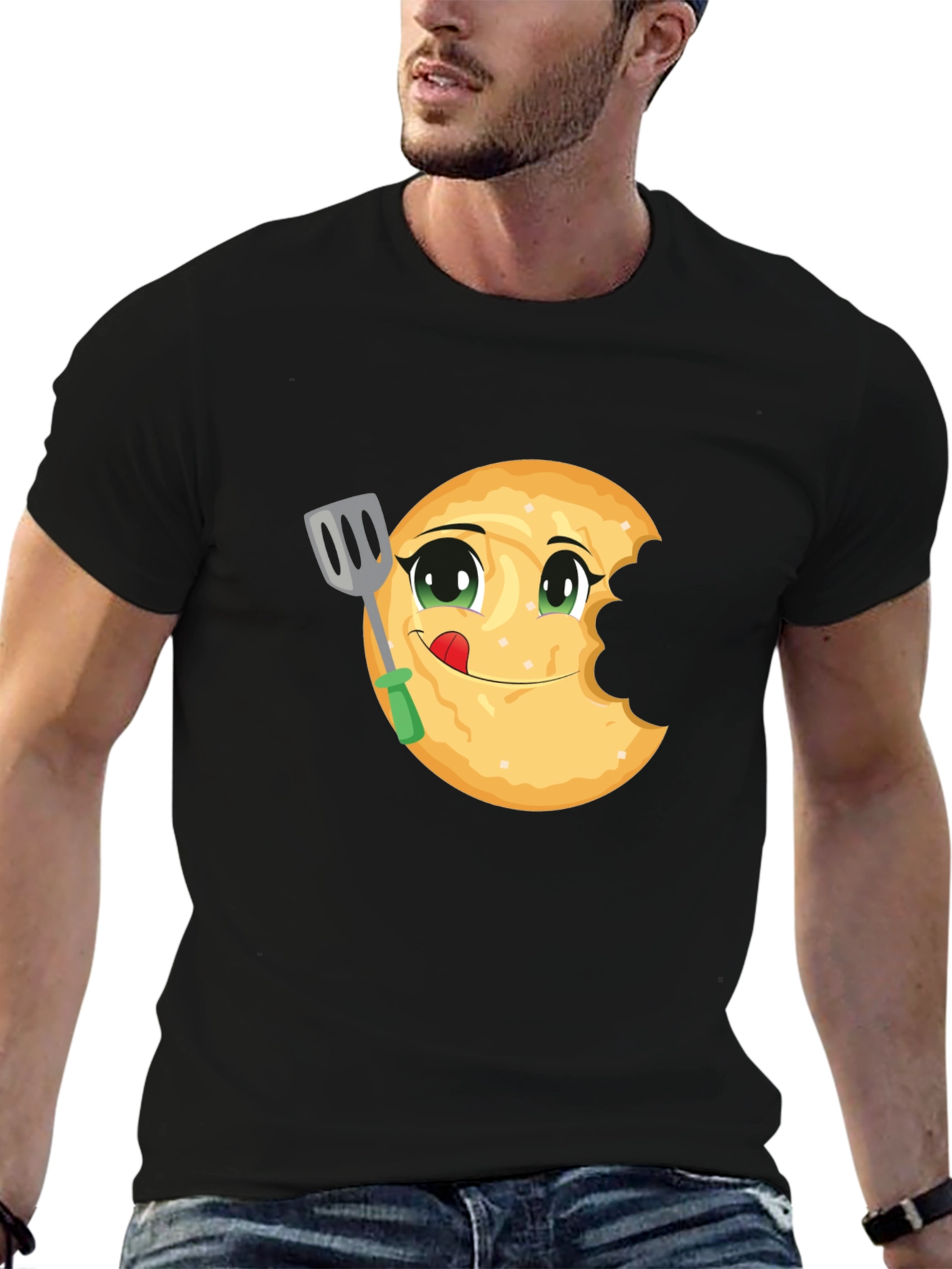 Funny Pancake Eater Black T-Shirt